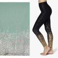 glitter foil printed polyester 4 way stretch sweat resistant yoga leggings fabric